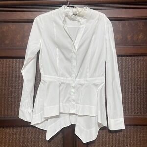 White House Black Market Button Down Woman Shirt Size 2 Whimsical Fairy Office